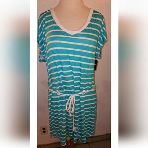 St. John's Bay Turquoise and White Striped Top